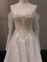 Pearl wedding gown with Basque waist