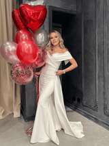 Veromia | Off the shoulder V neck wedding dress