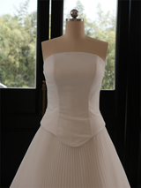 Strapless A-Line Princess bridal gown with 3D Flowers