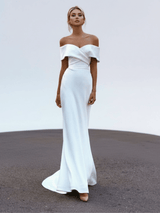 Veromia | Off the shoulder V neck wedding dress