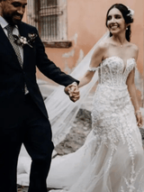 Camila | Sexy V-neck Mermaid Wedding Dress with Detachable Train