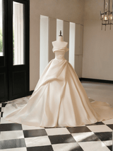 June | Long Train Satin wedding dress