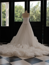 Strapless A-Line Princess bridal gown with 3D Flowers