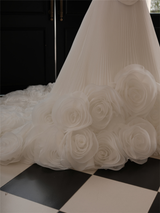 Strapless A-Line Princess bridal gown with 3D Flowers