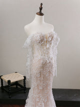 Rachel | Mermaid lace wedding dress with detachable sleeve