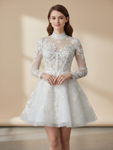 Celeste | Short wedding dress with Long sleeves