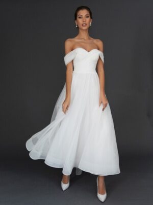 Off shoulder bridal dress