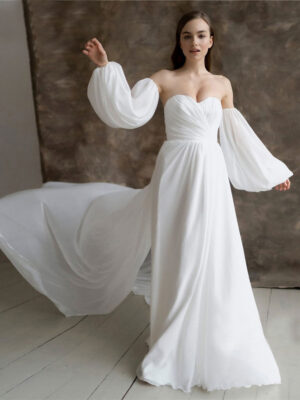 chiffon wedding gown