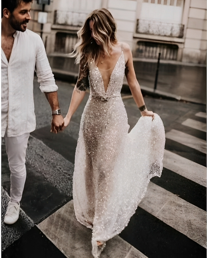 Glitter Bohemian Wedding Dress