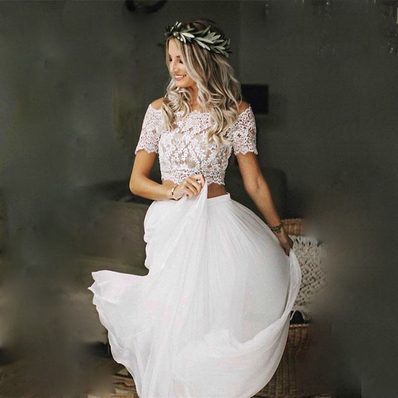 Boho Two-Piece Bridal Wedding Dress